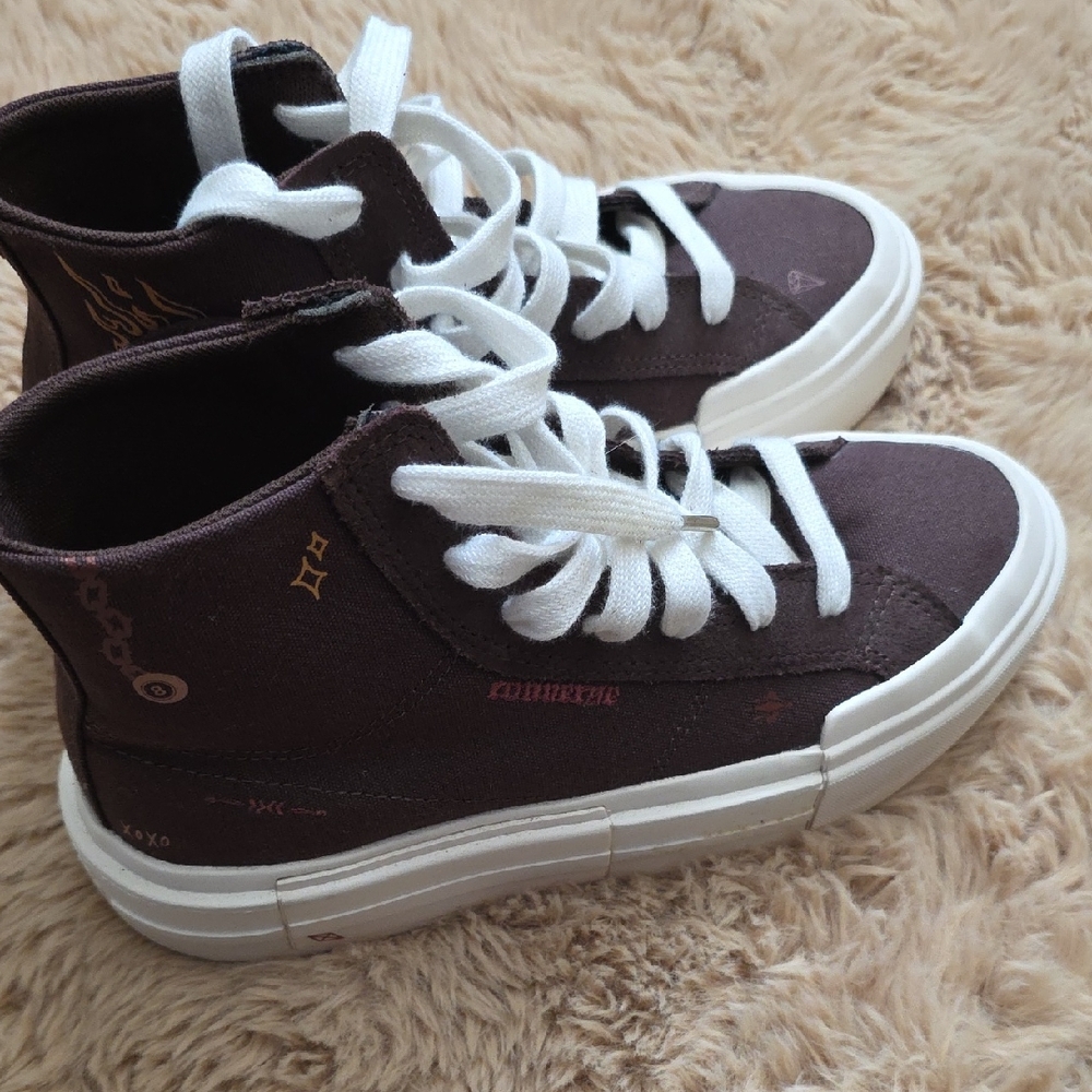 Converse Brown High-Top Sneakers with White Accents